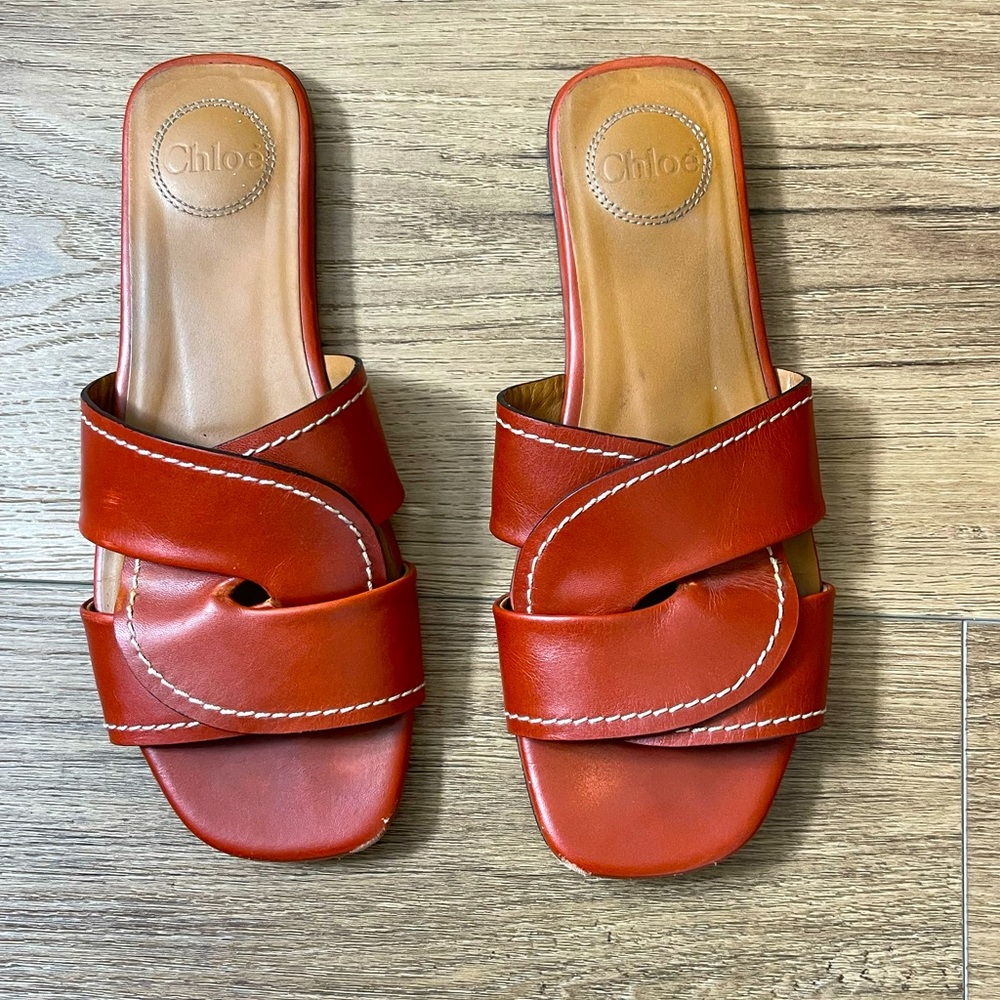 Chloe Brown Leather Sandals - Size 38.5